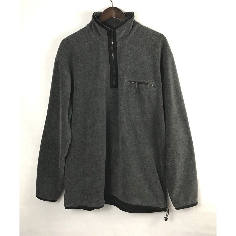 Marino Bay Mens Jacket Size Medium Fleece 3/4 Zip Gray Soft Long Sleeve